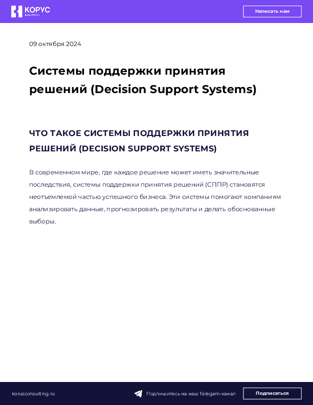 Системы поддержки принятия решений (Decision Support Systems)