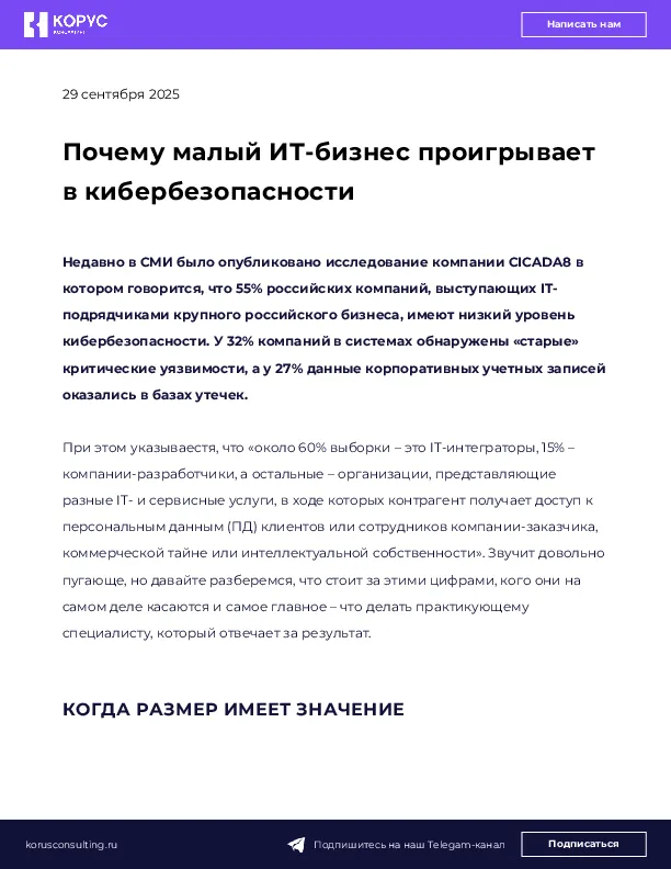 Почему малый ИТ-бизнес проигрывает в кибербезопасности