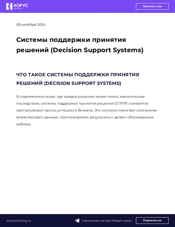 Системы поддержки принятия решений (Decision Support Systems)