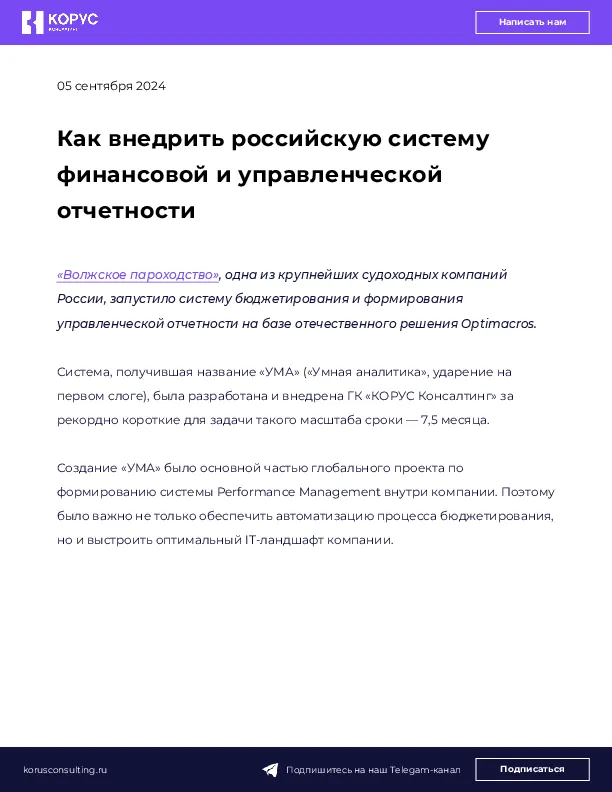 Как внедрить российскую систему финансовой и управленческой отчетности