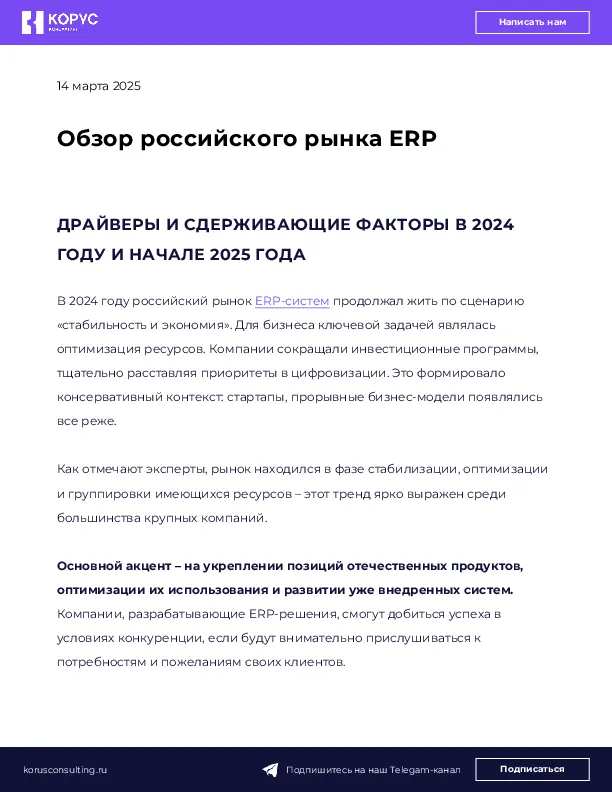 Обзор российского рынка ERP